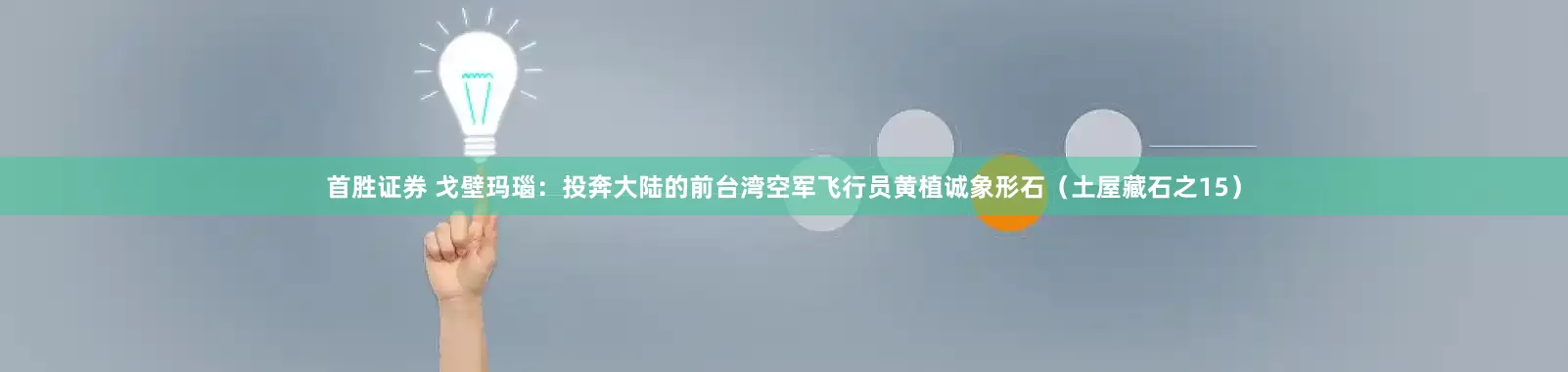 首胜证券 戈壁玛瑙：投奔大陆的前台湾空军飞行员黄植诚象形石（土屋藏石之15）